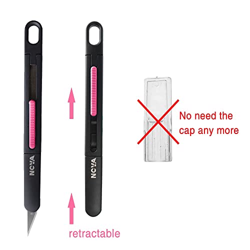 Nova Precision Craft & Hobby Knife, Premium Safety Cutter for Trimming, Vinyl Weeding and Art, Innovative Flat Design for a Better Use, Retractable #11 Fine Point Blade, Super Slim and Safe (Pink)
