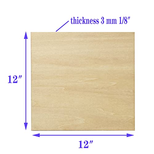 20 PCS Wood Sheets,Unfinished Plywood Basswood Sheet,for Architectural Model min House Building , Wood Burning Project and Other DIY Crafts (300X300X3mm)