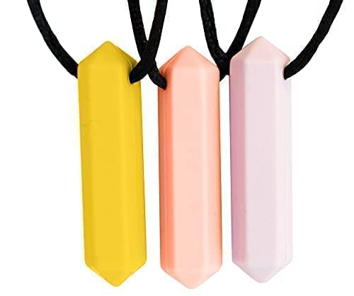 Tilcare Chew Chew Sensory Necklace – Best for Kids or Adults That Like Biting or Have Autism – Perfectly Textured Silicone Chewy Toys - Chewing Pendant for Boys & Girls - Chew Necklaces