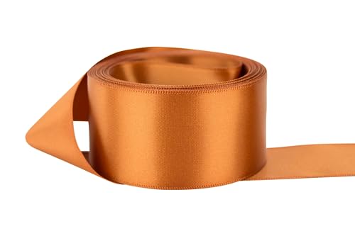 Ribbon Bazaar Double Faced Satin - Premium Gloss Finish - 100% Polyester Ribbon for Gift Wrapping, Crafts, Scrapbooking, Hair Bow, Decorating & More - 5/8" Toffee 50yd