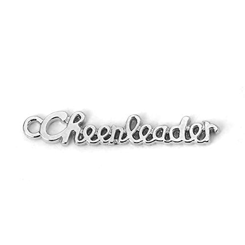 JGFinds Cheer Charms and Pendant - 95 Pieces, "Cheerleader" Charms, 27mm x 5mm (1 1/8" x 1/8"), Silver Tone Charms, DIY Cheerleader Gifts and Jewelry Making Supplies