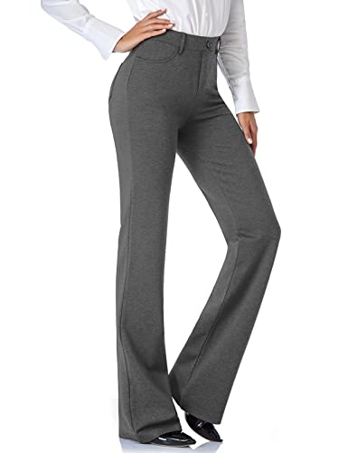 Tapata Women's 28''/30''/32''/34'' Stretchy Bootcut Dress Pants with Pockets Tall, Petite, Regular for Office Work Business 34",New Charcoal,S