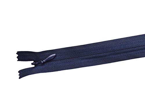 Navy Blue Nylon Invisible Zipper for Sewing, 20 Inch Bulk Hidden Zipper Supplies; by Mandala Crafts