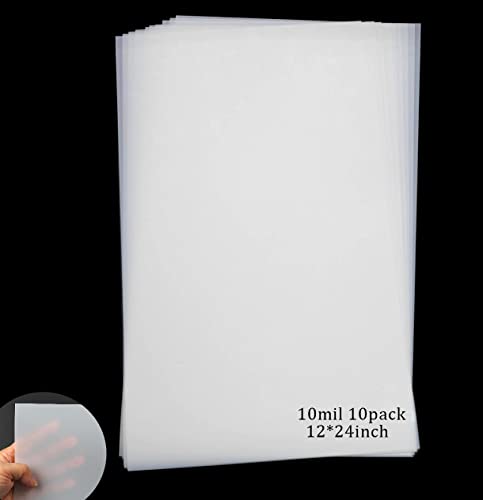 10 Sheets 10 mil Mylar Sheet 12 x 24 inch Milky Translucent Plastic Blank Stencil, Make Your Own Stencil for Cricut, Laser Cutting, Gyro-Cut Tool Template Material