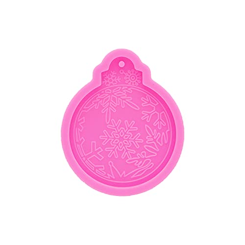 Christmas Ornament Round Shape with Snowflake Keychain Resin Molds Silicone Resin Mold Key Ring Pendant Mold Christmas Tree Decoration Mold for Handmade DIY Epoxy Craft Polymer Clay Mold