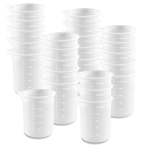Coopay 16 PCS 100 ml Silicone Measuring Cups for Resin Non-Stick Mixing Cups Glue Tools, Precise Scale for for Resin DIY Craft Jewelry Making