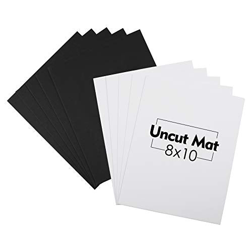 Mat Board Center, 10 Pack, Uncut Mat Backing Board Matboard - Full Sheet - for Art, Prints, Photos, Prints and More (White/Black Color, 8x10)