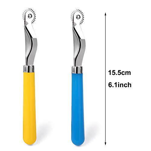 LUNARM 2 Pcs Tracing Wheel Sewing Tool, Plastic Handle Needle Point Tracing Wheel, Random Color Tracing Wheel Sewing Tool, Professional Stitch Marking Spacer for Arts and Leather Crafts