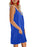 AlvaQ Women Casual Summer A Line Spaghetti Strap Button Down Mini Dress V Neck Sleeveless Swing Dresses Blue Small