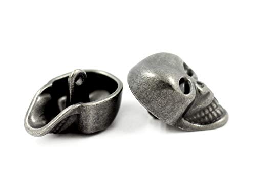 Bezelry 10 Pieces Skull Gray Silver Buttons. 25mmX16mm. (Gray Silver)