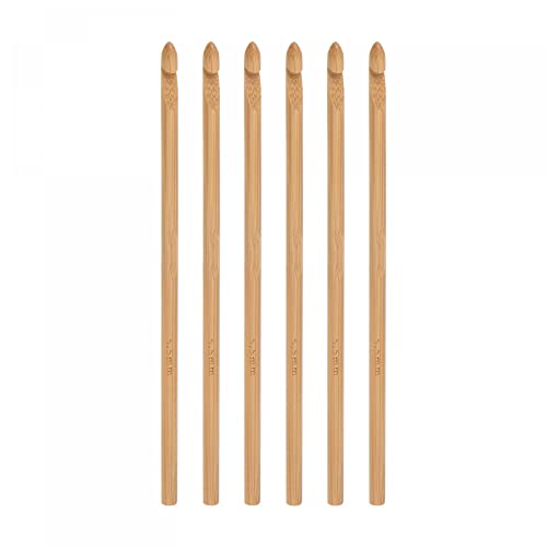 uxcell Wooden Bamboo Crochet Hook 5.5mm US Size I (Size 9) Knitting Needles for DIY Craft Yarn 6Pcs
