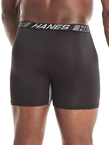 Hanes Total Support Pouch Men's Boxer Briefs Pack, X-Temp Cooling, Anti-Chafing, Moisture-Wicking Underwear, Trunks Available, Regular Leg-Black, 3X-Large