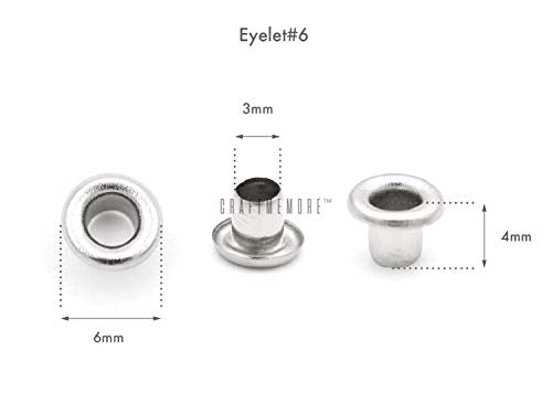CRAFTMEMORE 1/8 Inch ID Grommets Eyelets 3MM Hole Self Backing Eyelet for Bead Cores, Clothes, Leather, Canvas 200pcs (Silver)