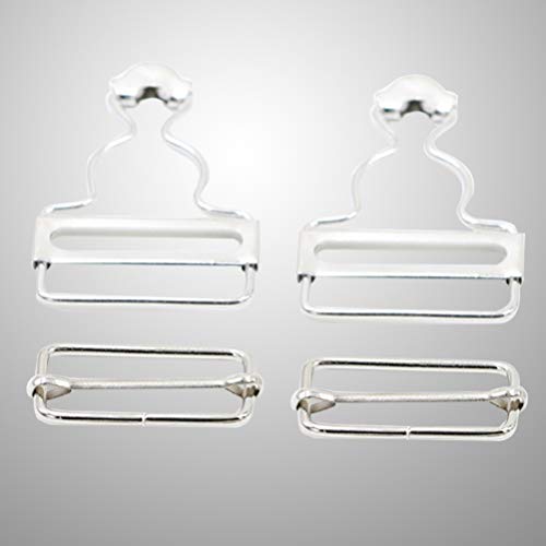 Healifty 4pcs Overall Buckles Retro Suspender Buckles Overall Clip Replacement for Trousers Cotton Jacket Jeans White