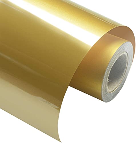 B and Q HTV Gold Vinyl Roll 12 inch x 12FT Iron On Heat Transfer Vinyl for DIY T-Shirts Shoes Hats Bags (Gold)
