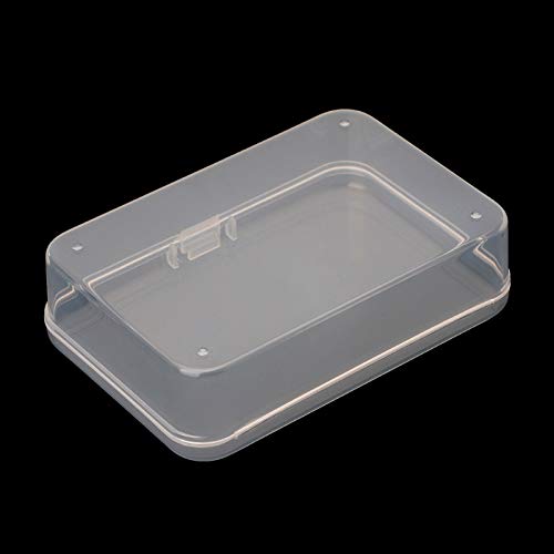 AKOAK Clear Polypropylene Rectangle Mini Storage Containers Box with Hinged Lid for Accessories,Crafts,Learning Supplies,Screws,Drills,Battery,Pack of 4 (3.26" x 2.12" x 0.7")