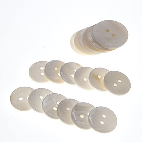 White Genuine Mother of Pearl Buttons Set,22PCS/Pack(16PCS 15MM+6PCS 20MM),2 Holes Bulk Natural MOP Pearl Shell Buttons for DIY Sewing Crafts,Shirts, Suits,SHUNLI