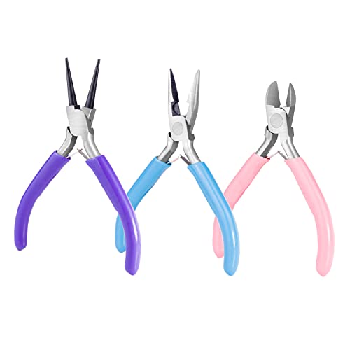 Jewelry Pliers,3PCS Jewelry Pliers Tool Kit Crafts Making Supplies,Jewelry Making Pliers Tools Set Wire Cutters for Jewelry Making DIY Crafts…