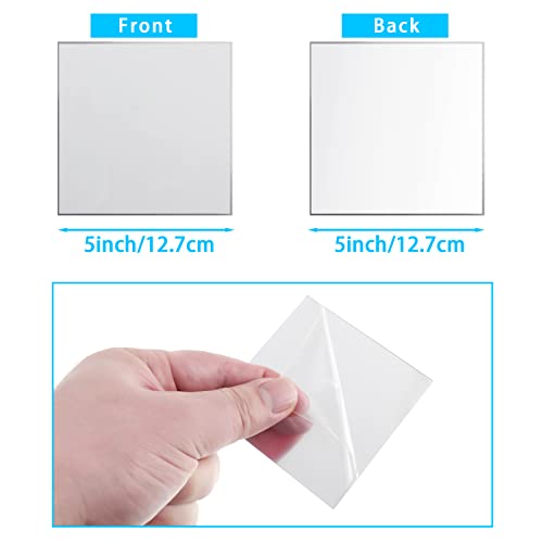 25 Pieces Mini Size Acrylic Square Mirror Adhesive Small Square Mirror Craft Mirror Tiles for Crafts and DIY Projects Supplies(5 Inches)