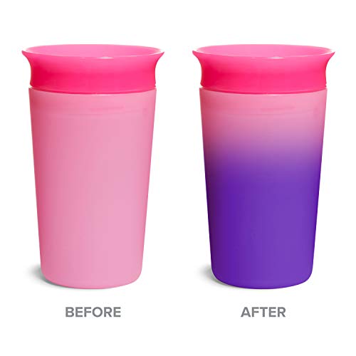 Munchkin Miracle 360 Color Changing Sippy Cup, 9 Oz, 2 Pack, Pink/Yellow