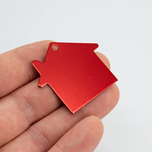 StayMax House Shape Aluminum Blank Tags Stamping Blanks Engraving Blanks Tags 25 Pack (Red)