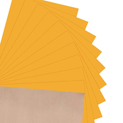 JANDJPACKAGING Heat Transfer Vinyl HTV for T-Shirts 12" x10” - Easy to Weed Iron on Vinyl for Cricut & Silhouette Cameo 10Pack Dark Yellow