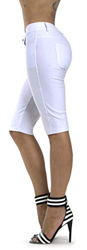Prolific Health Women's Jean Look Jeggings Tights Slimming Many Colors Spandex Leggings Pants Capri S-XXXL (Small, White Bermuda)