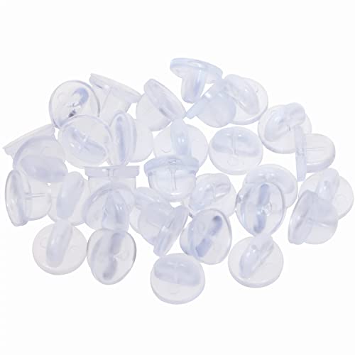 Shapenty 30PCS Butterfly Clutch PVC Rubber Pin Backs Keepers Replacement Uniform Badge Comfort Fit Tie Tack Lapel Pin Backing Holder Clasp (Clear)