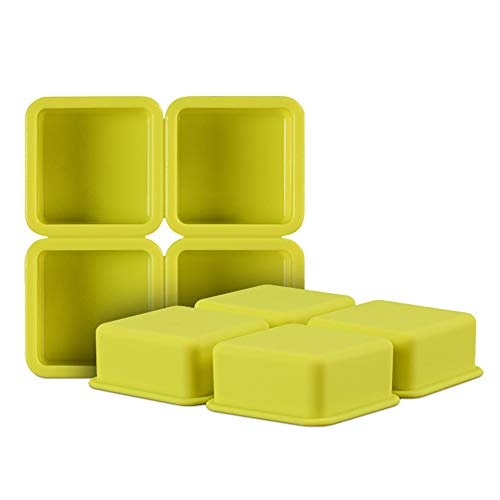 QELEG 2 Pcs 4 Cell Sponge Square Soap Molds Silicone Soap Mold Cake Bar Bakeware DIY Handmade Soap Molds (Square)