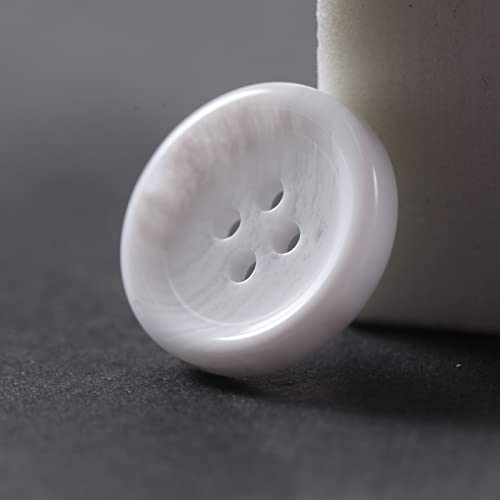 80 Pcs Large 3/4 inch White Buttons for Sewing Round Resin White Buttons for Crafts 4 Hole Flatback Coat Buttons for Shirt Sweater DIY and Clothing White Plastic Buttons 20mm Sewing Buttons Bulk