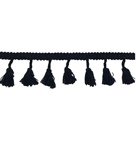 Chris.W 10 Yard Black Cotton Tassel Fringe Trim, 4.5cm Wide Lace Trim Ribbon Trimming for Sewing Crafts, Clothing, Bedding, Curtains and More