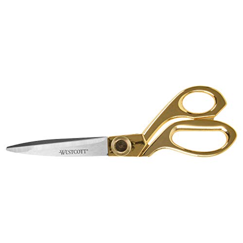 Westcott 8" Bent Stainless Steel Gold-Finish Scissors for Office & Home (17196)