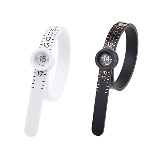 Kare & Kind 2X Ring Sizer Measuring Tool - US Size 1-17 - Measure Finger Size Accurately - Reusable Clear Print with Magnifying Glass - Jewelry, Ring - (Black/White)