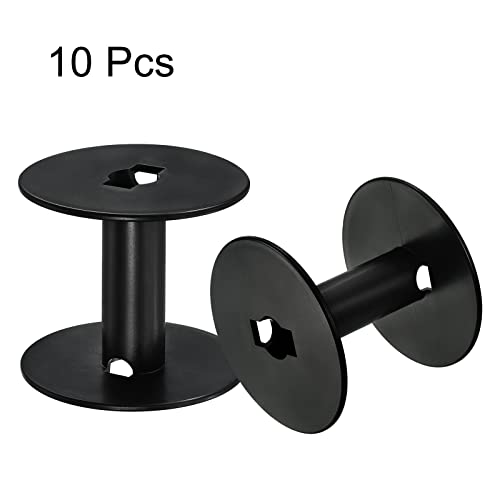 PATIKIL 3.5 Inch Floss Bobbins, 10 Pack Plastic Empty Thread Spools Wire Weaving Bobbin Chain Tape for Sewing Embroidery, Black