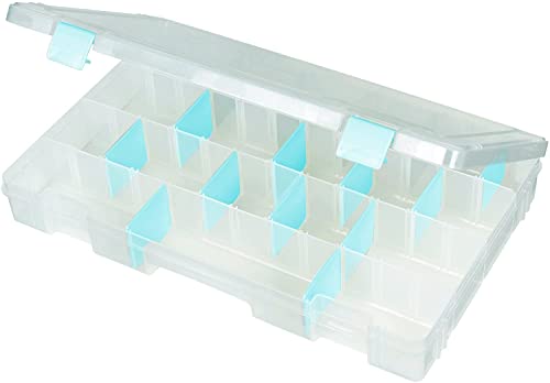 ArtBin 6857AG Large Anti-Tarnish Box with Removable Dividers, Jewelry & Craft Organizer with Anti-Tarnish Technology, [1] Plastic Storage Case, Clear with Aqua Accents