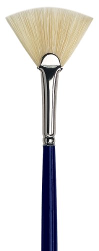 da Vinci Varnish & Priming Series 403 Fan Blender Brush, Double Thick Extra Short Hog Bristle with Blue Handle, Size 3