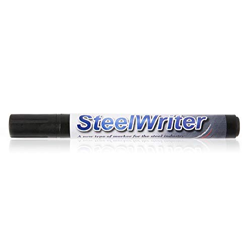 Steelwriter Metal Marking Paint Pen - Black - Washable Removable Industrial Marker For Writing & Drawing on Steel and other Metals, Wet Erase, Best for Construction, Fabrication, Welders, Pipefitter