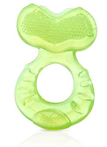 Nuby Silicone Teethe-eez Teether with Bristles, Includes Hygienic Case, Green Pack of 2