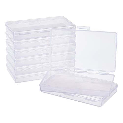 BENECREAT 8 Pack 6x3.5x0.8 Inch Rectangle Clear Plastic Storage Box with Double Hinged Lids for Photo, Pencil, Craft Tools, and Other Small Accessories