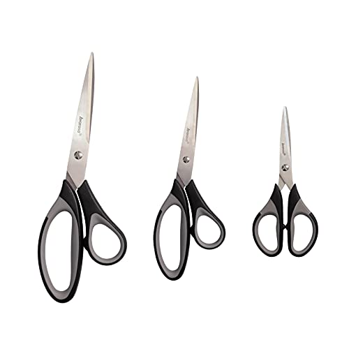 Scissors, Craft Scissors, All Purpose Scissors for Office Home School Sewing Fabric Students Teacher Art Craft DIY Supplies, Sharp Blade, Soft Grip Handle, 3 Pack 6"/8"/10"