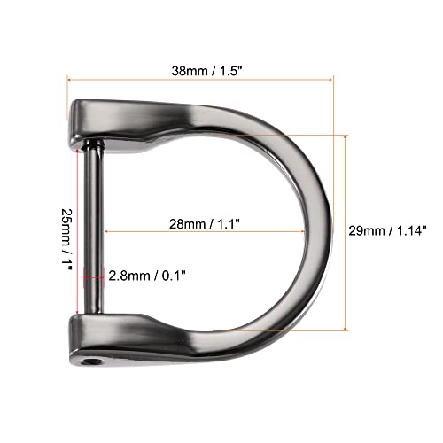 uxcell 29mm(1.14") U Shape Horseshoe D-Rings Screw-in Shackle Buckle for DIY Craft, Black 2pcs