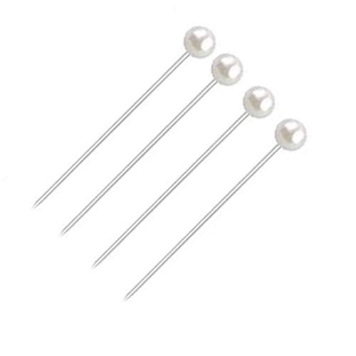 FeiHong 100 Pieces Corsage Pins Round Faux Pearl Head Pins Wedding Bouquet Pins Floral Bouquet Pins White Straight Pins for Sewing Craft Wedding Decorations