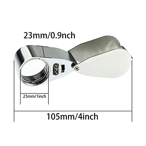Clzemo Mini 40x Illuminated Jewelry Loupes with Box, 2 Pcs Portable Pocket Jewelers Loupe Bright LED UV Light Magnifying Glass, Portable Handheld Detecting Optical Lens for Identifying Coins Stamps