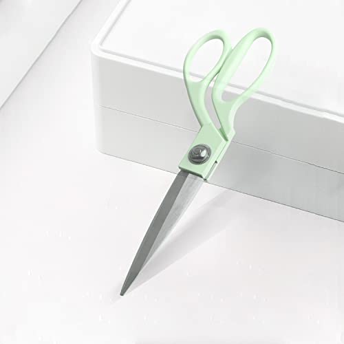 Creechwa Green Craft Scissors, 8'' Multipurpose Stylish Scissors, Stainless Steel Paper Cutting Tool with Rubber Soft Grip Handle, Craft Supplies for Office, Arts, Home, School, Sewing Fabric
