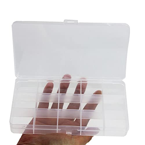 JESEP YONG 8 packs Plastic Organizer Box 15 Grids Clear Storage Container Jewelry Case with Fixed Dividers for Beads Art DIY Crafts Jewelry Fishing Tackles (8pcs 15 Grids Box)