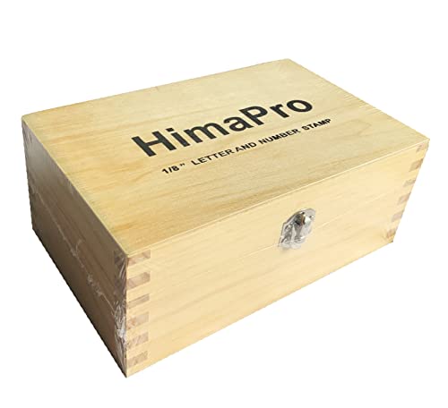 HimaPro Letter and Number Stamp Set 36pcs 40Cr Alloy Steel Metal Stamp Number & Letter Punch Set in a Wooden case (3mm 1/8 Inch)