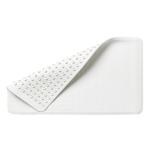 Rubbermaid Commercial Products Bath Tub and Shower Mat, Safti-Grip Non-Slip Bathroom Mat for Shower/Bathtub with Suction Cups, Machine Washable, 28-Inch X 16-Inch, Large, White