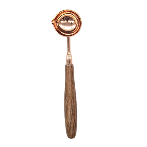 AUEAR, Brass Wax Spoon Vintage Elegant Wooden Handle Copper Wax Sealing Stamp Melting Spoon for Wedding Invitations Mass Making Wax Seal Gift Envelope Seal Spoon