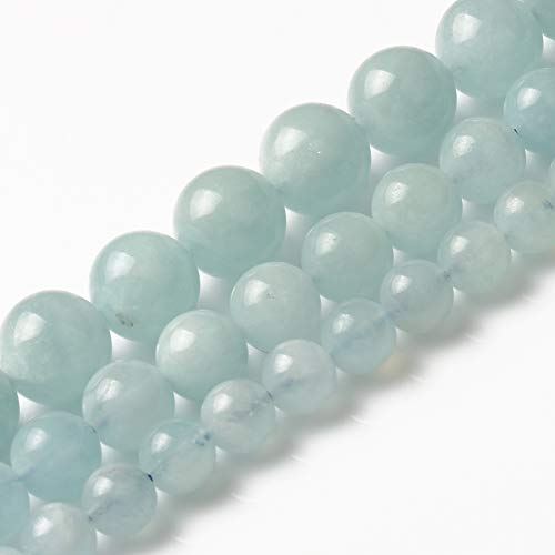 Yochus 10mm Aquamarine Beads Round Loose Stone Beads for Jewelry Making