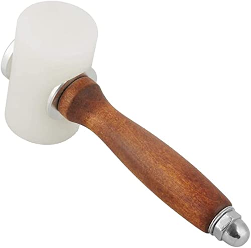 Leather Nylon Carving Hammer Leathercraft Mallet with Wooden Handle for DIY Stamping Sew Club Cowhide Tool - T Head